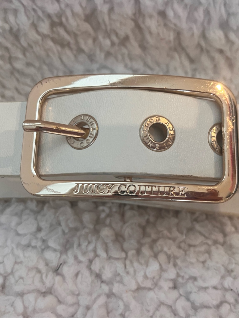 Juicy Couture White Gold Square Rectangular Buckle Y2K 38” Adjustable
